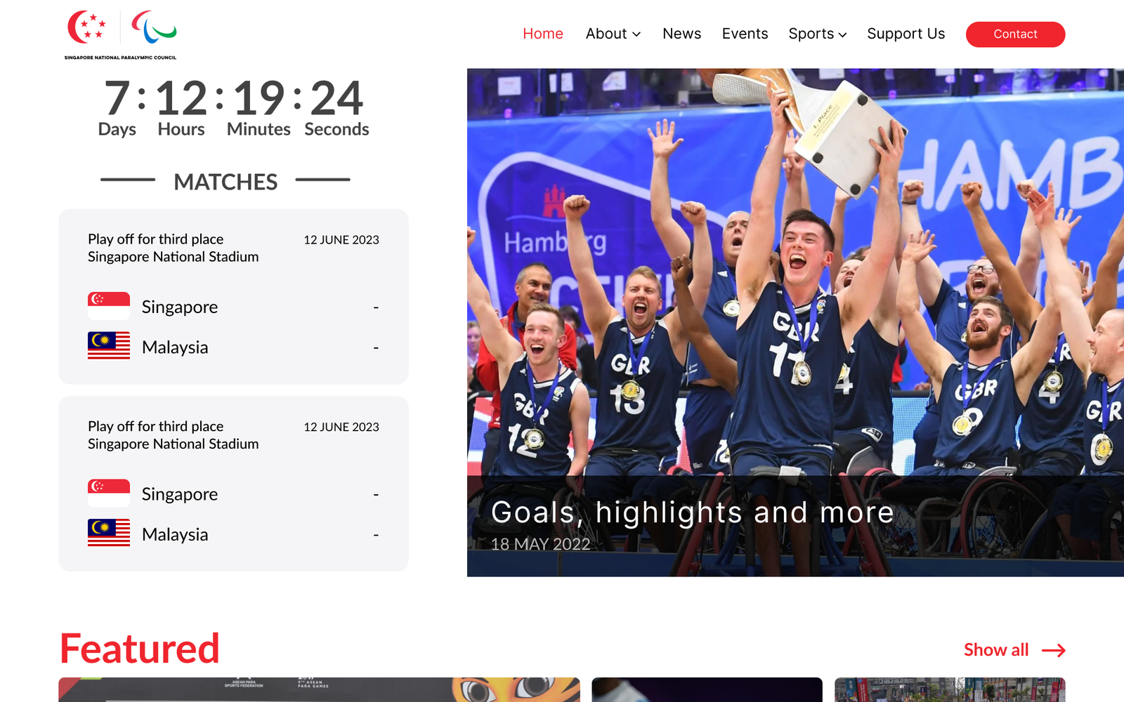Singapore National Paralympics Council redesigned website